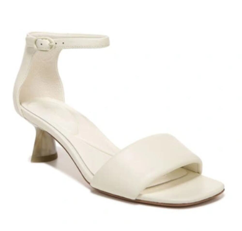 VINCE nude tan leather kitten heel marble Pepa mod minimalist 90s style sandals